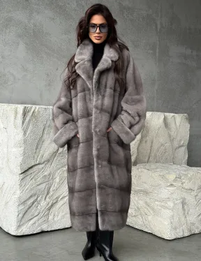 Серая норковая шуба oversize - фото 7