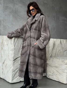 Серая норковая шуба oversize - фото 8