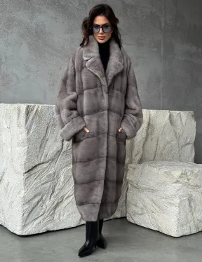 Серая норковая шуба oversize - фото 10