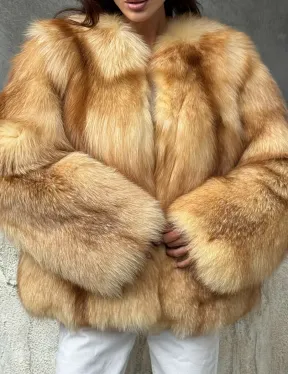 Шуба из натурального лисьего меха - фото 2