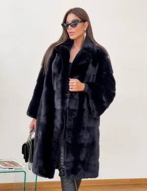 Норковая шуба синего цвета - фото 4