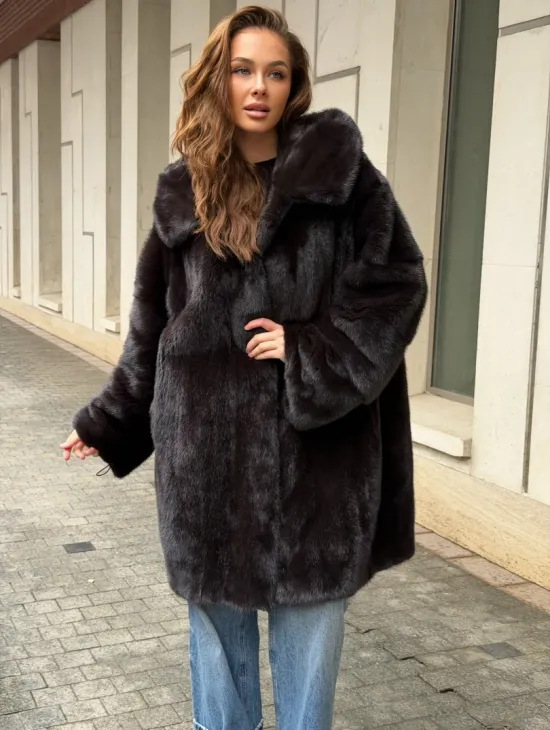 Норковая шуба с капюшоном - фото 4