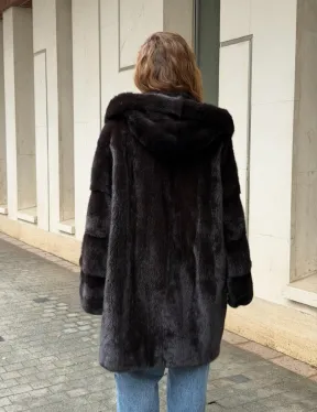 Норковая шуба с капюшоном - фото 12