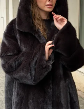 Норковая шуба с капюшоном - фото 2