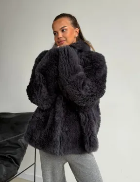 Короткая дубленка из овчины тиградо - фото 10