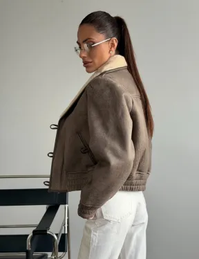 Короткая дубленка - воротник шаль - фото 9