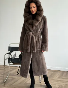 Шуба норковая длинная с капюшоном - фото 5