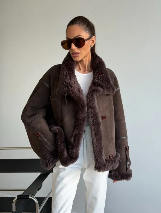 Женская двухсторонняя дубленка - фото 12