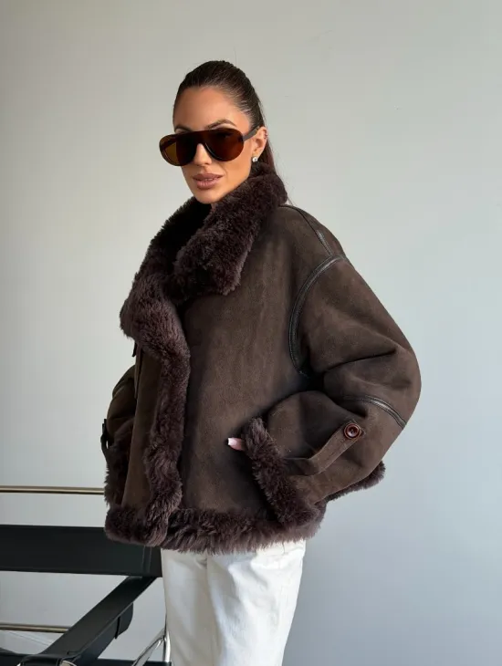 Женская двухсторонняя дубленка - фото 13