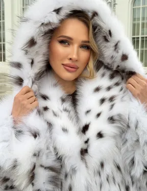Шуба из лисьего меха под рысь с капюшоном - фото 4