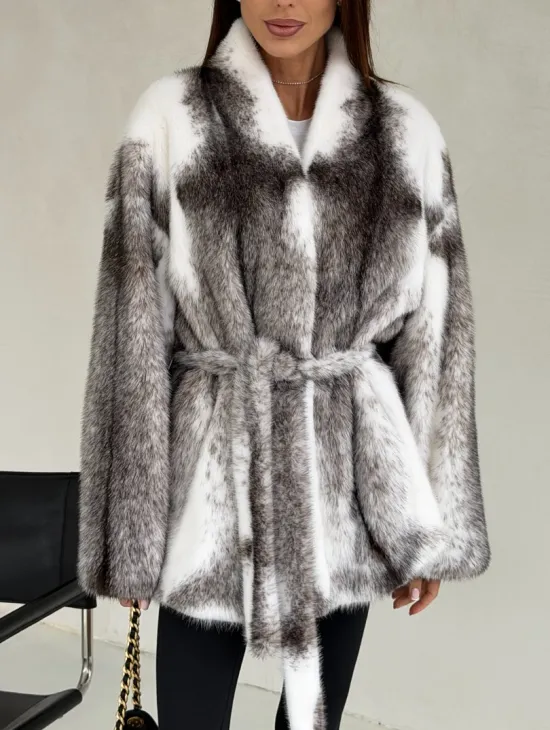 Белая шуба из норки крестовки - фото 2