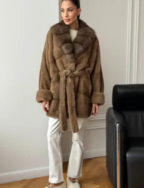 Шуба норка - воротник куница - фото 6