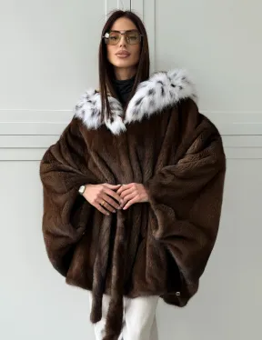 Норковая шуба с капюшоном по рысь - фото 7