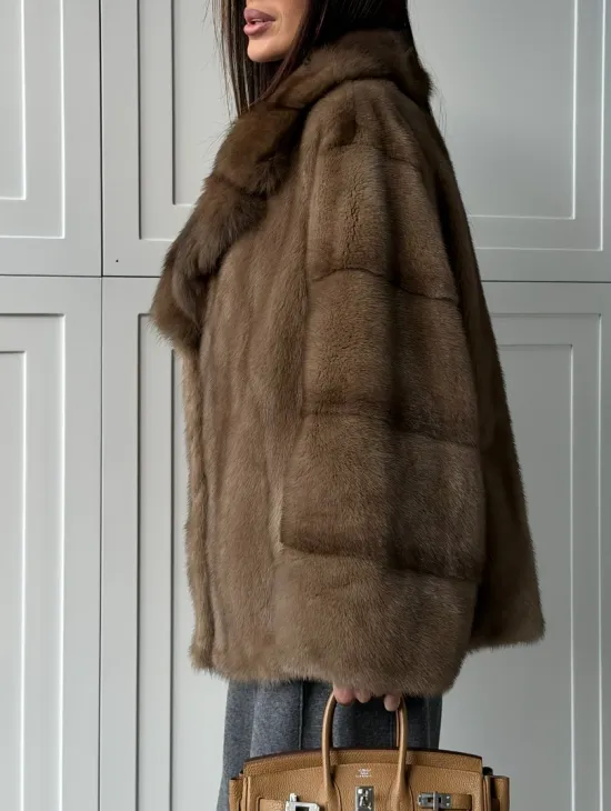 Куртка из меха норки - воротник куница - фото 5