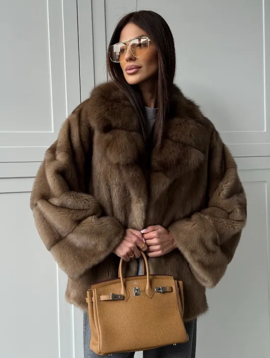 Куртка из меха норки - воротник куница - фото 10