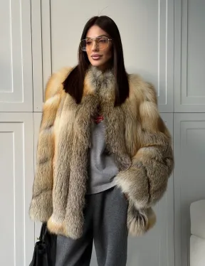 Полушубок из лисы - рукава косички - фото 16