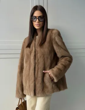 Женский норковый полушубок пастель - фото 13