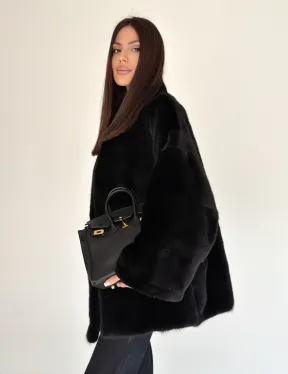 Женский норковый жакет - черный - фото 8