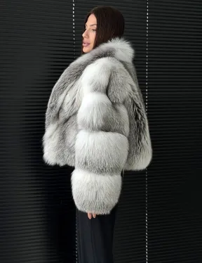 Шуба из меха арктической лисы - белая - фото 6