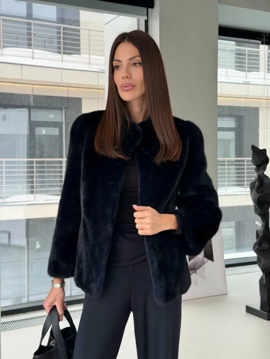 Укороченный норковый жакет - фото 12