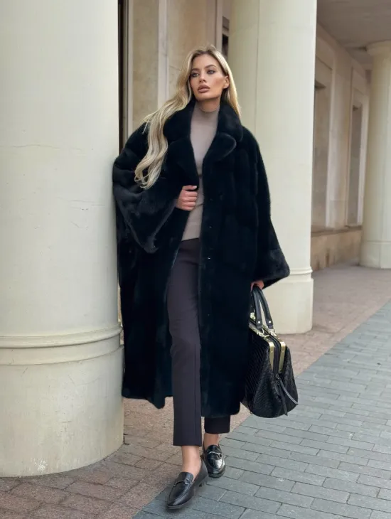 Зеленая норковая шуба - фото 10