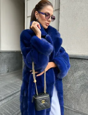 Норковая шуба - цвет электрик - фото 2