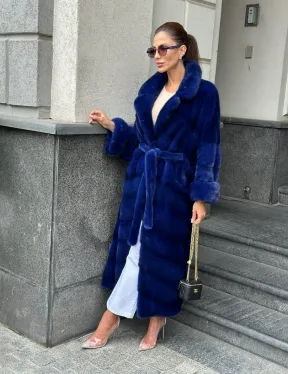 Норковая шуба - цвет электрик - фото 6