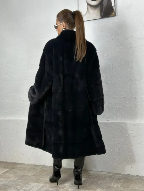 Норка поперечка стойка воротник - цвет инфинити - фото 6