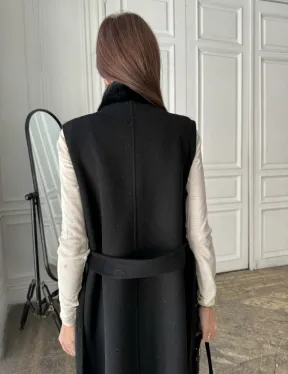 Стильное кашемировое пальто с мехом норки - фото 2