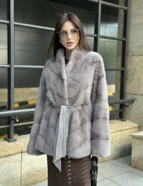 Шуба норковая дымчато-серого цвета - фото 1