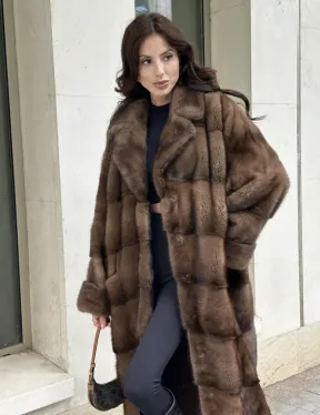 Норковая шуба NAFA соболиного натурального цвета - фото 2