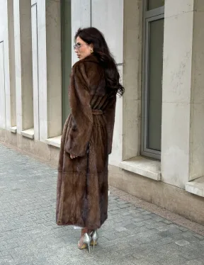 Классическая норковая шуба  натуральный цвет - орех - фото 8