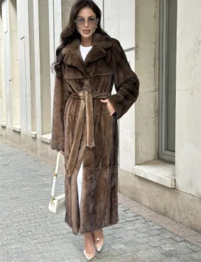 Классическая норковая шуба  натуральный цвет - орех - фото 6