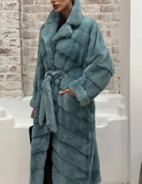 Норковая шуба в цвете TIFFANY - фото 1